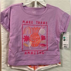 Carter's 2T Girls Purple and Tie-Dye Shorts Set NWT